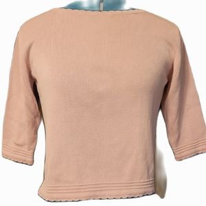 CLIO petites women's pink 3/4 sleeves size PM 70% silk 30% cotton light sweater